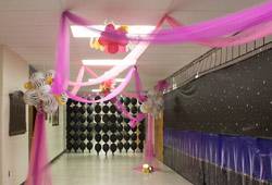 Pink and black ceiling decor
