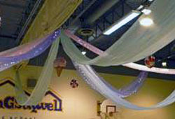 Pastel organza ceiling with lights