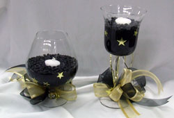 black and gold centrepieces