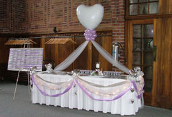 Gift table with ribbon striping