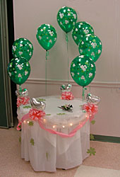 Cake table with graduated balloon Backdrop