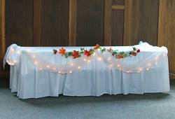 Gift table with lights and garland