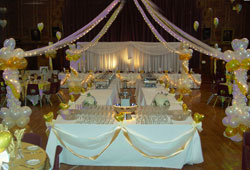 Buffet table with Ribbon Draping