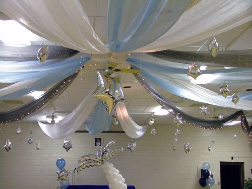Organza ceiling decor with Falling Stars