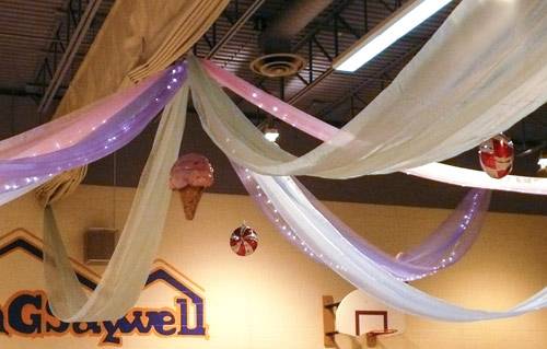 Pastel organza ceiling with lights
