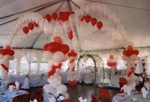 red and white dance floor canopy