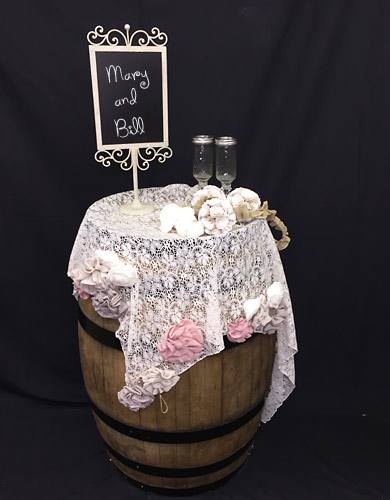 Decorated barrel table