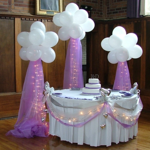 balloon clouds with organza tails and lights