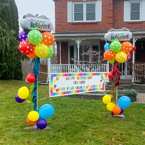 outdoor balloon Retirement decor