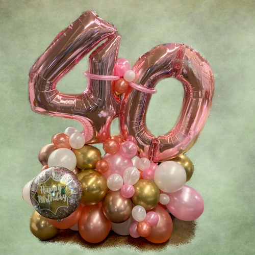 pink foil birthday balloon bouquet