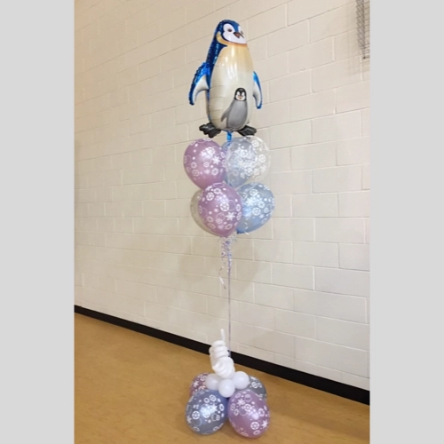 penguin and snowflake balloons
