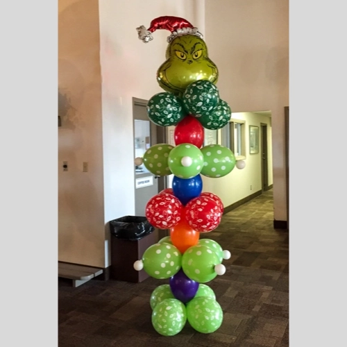 Grinch Christmas balloon column
