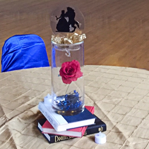 Beauty and the Beast themed prom centrepiece