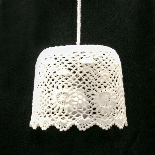 decor items—vintage lace lamp shade—includes light
