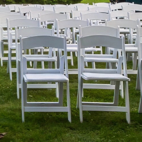white resin padded chair