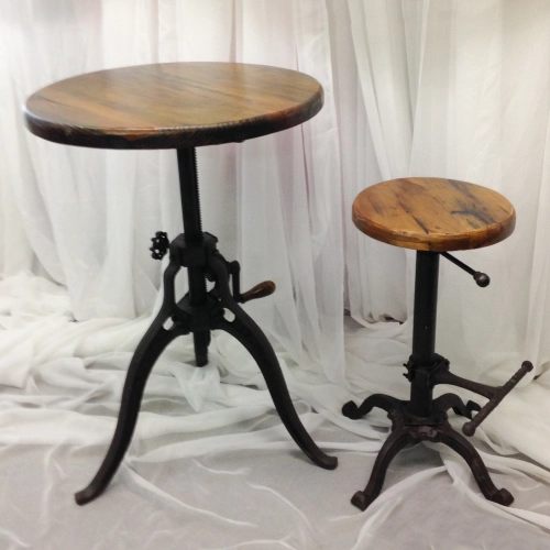 decor items—vintage vintage table and stool