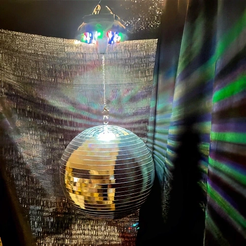 mirror ball motor with coloured lights