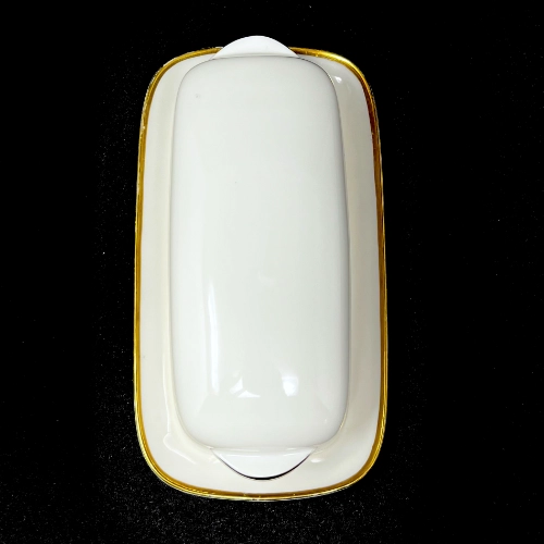 white china butter dish