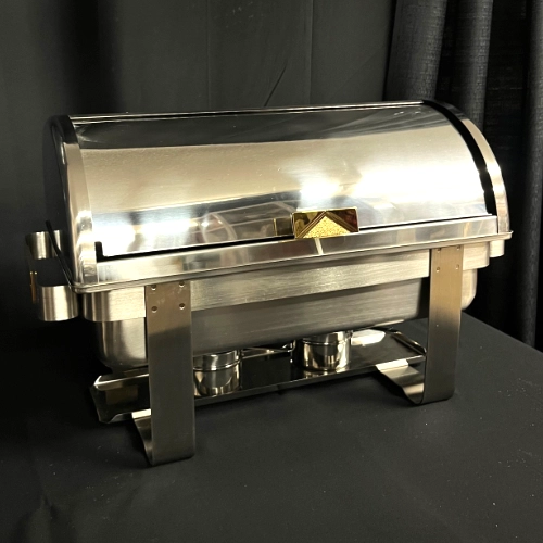 9 L. chafing dish with roll-top lid