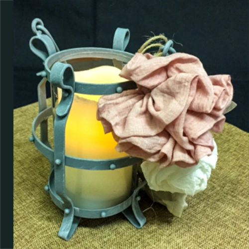 rustic lantern with artificial candle