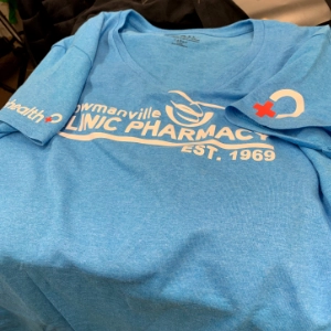 T-shirt with vinyl lettering