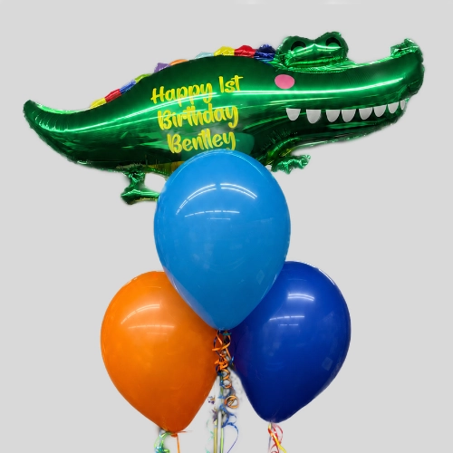 foil crocodile and balloon bouquet for child