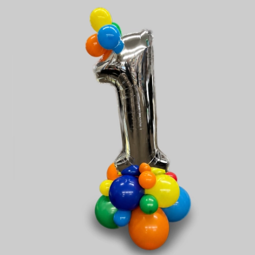 colourful balloons with foil number one